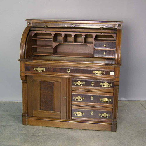 Appraisal: Victorian roll front desk th c h w