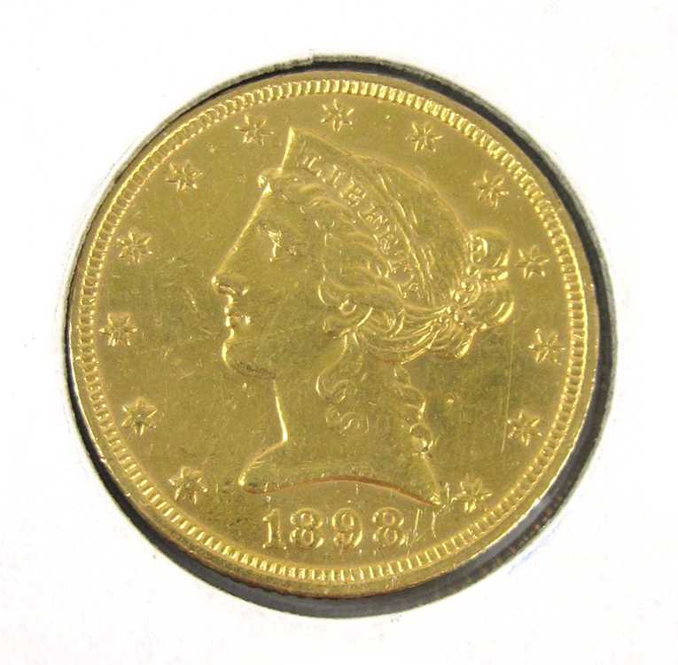 Appraisal: U S FIVE DOLLAR GOLD COIN Liberty head type variety