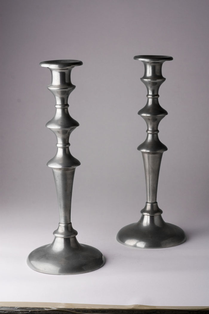 Appraisal: PAIR OF PEWTER CANDLESTICKS JOSHUA B AND HENRY H GRAVES