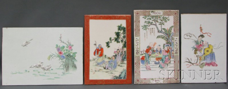 Appraisal: Four Porcelain Plaques China th century one with relief decoration