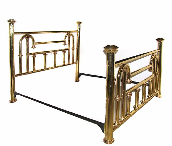 Appraisal: A California king size brass bed height ft in width