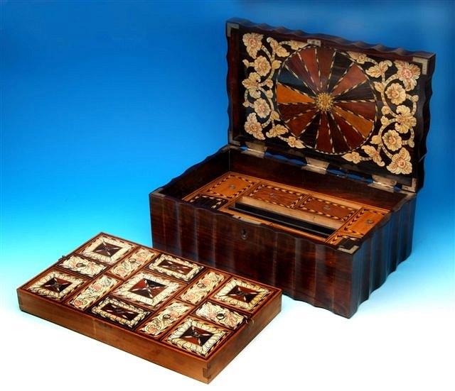 Appraisal: A th Century Anglo Indian coromandel work box the interior