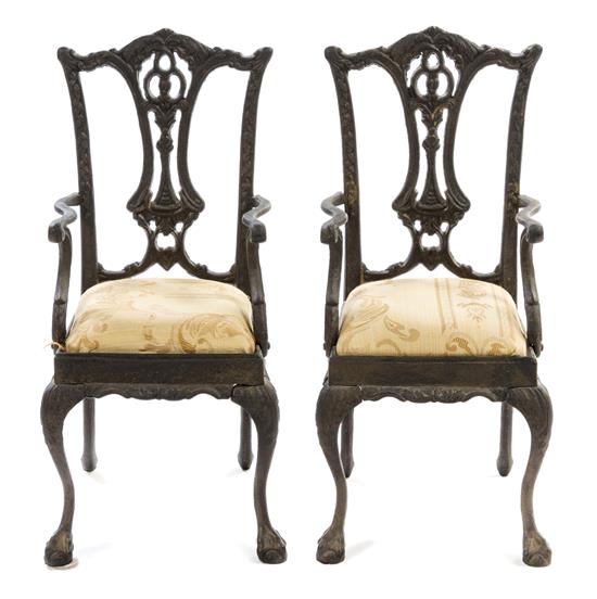 Appraisal: Sale Lot A Pair of Diminutive Iron Armchairs each with