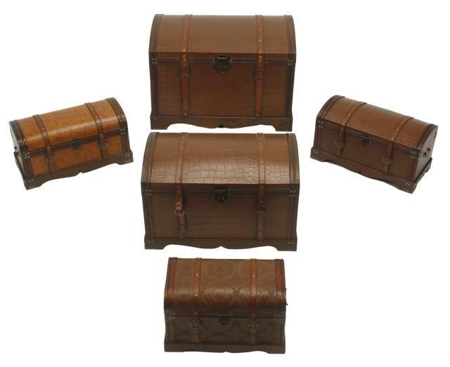 Appraisal: lot of Embossed leather boxes largest approx h w d