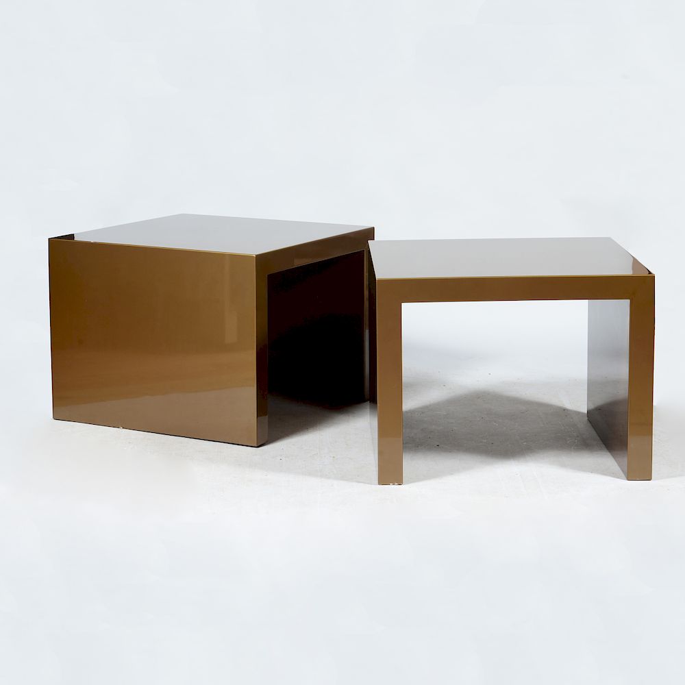 Appraisal: Pair of Parson Style Brown Lacquered Side Tables x x