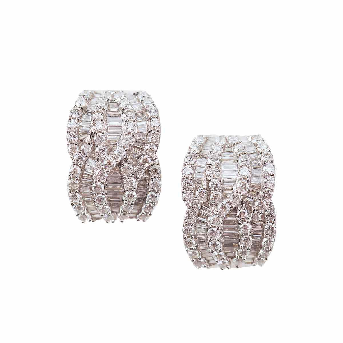 Appraisal: Pair Of k White Gold Earrings each set with brilliant