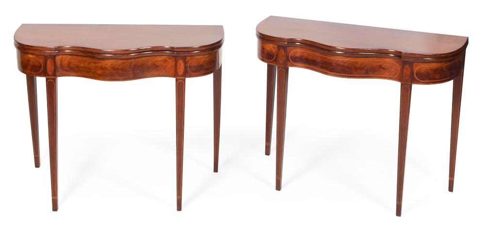 Appraisal: EXCEPTIONALLY RARE PAIR OF HEPPLEWHITE CARD TABLES PHILADELPHIA CIRCA HEIGHTS