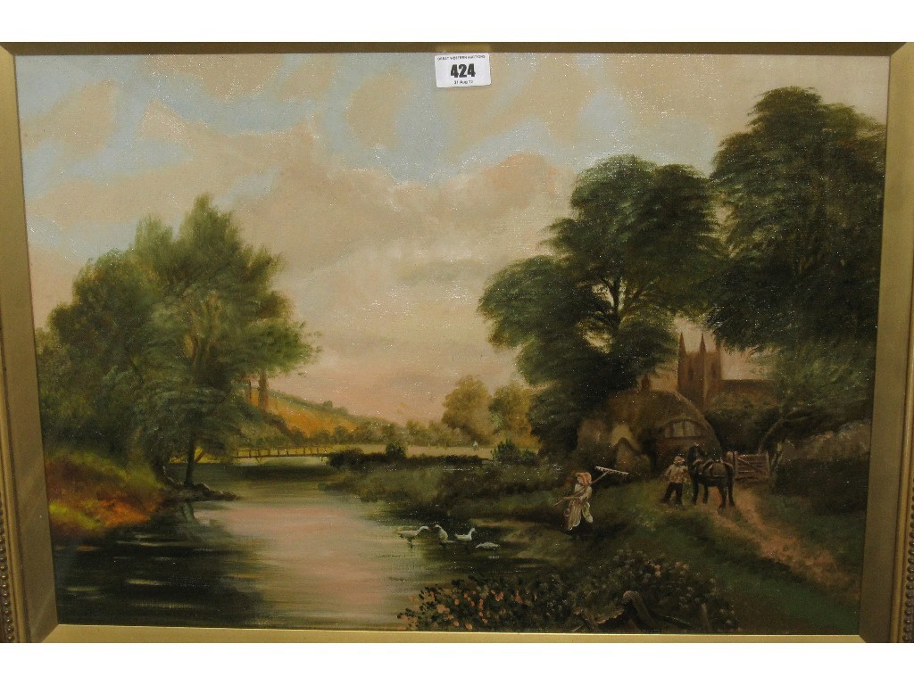 Appraisal: Oil on canvas English rural scene unsigned