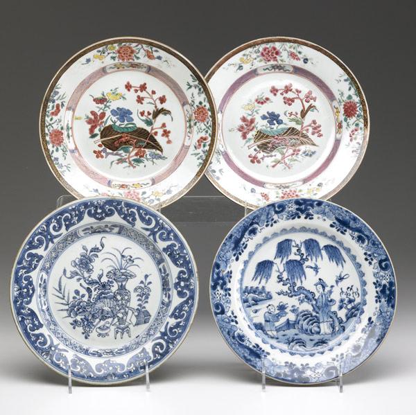 Appraisal: CHINESE EXPORT Four plates includes pair with floral decoration along