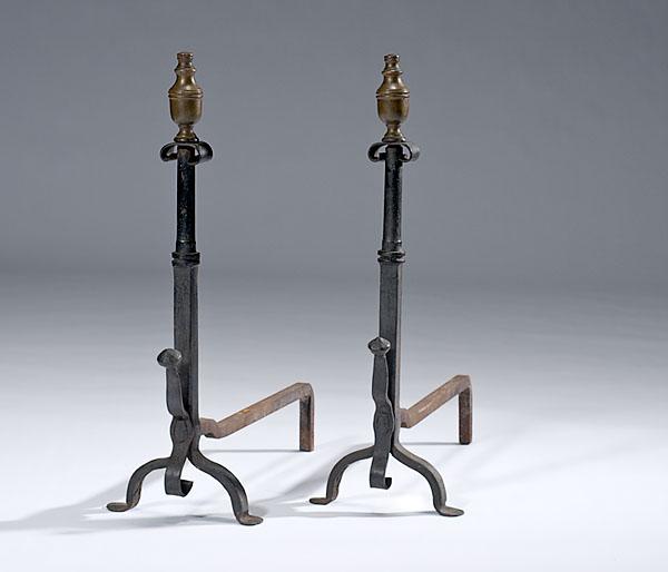 Appraisal: TH CENTURY ANDIRONS American or English th century andirons with