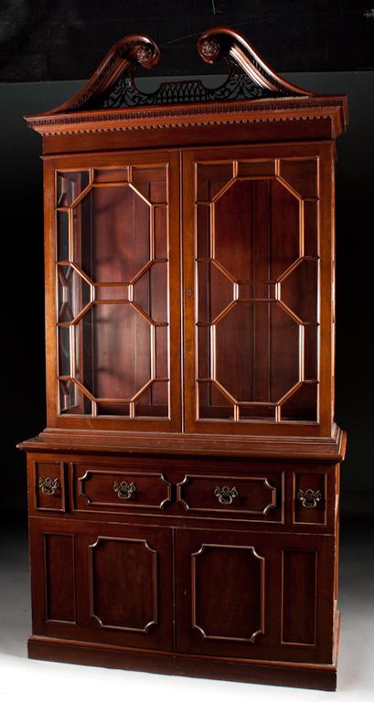 Appraisal: Cabinet-made George III style carved mahogany glazed panel china cupboard