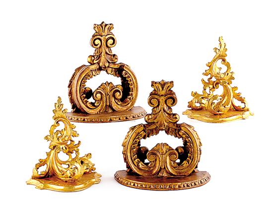 Appraisal: Two pairs of carved giltwood brackets pair Rococo style H