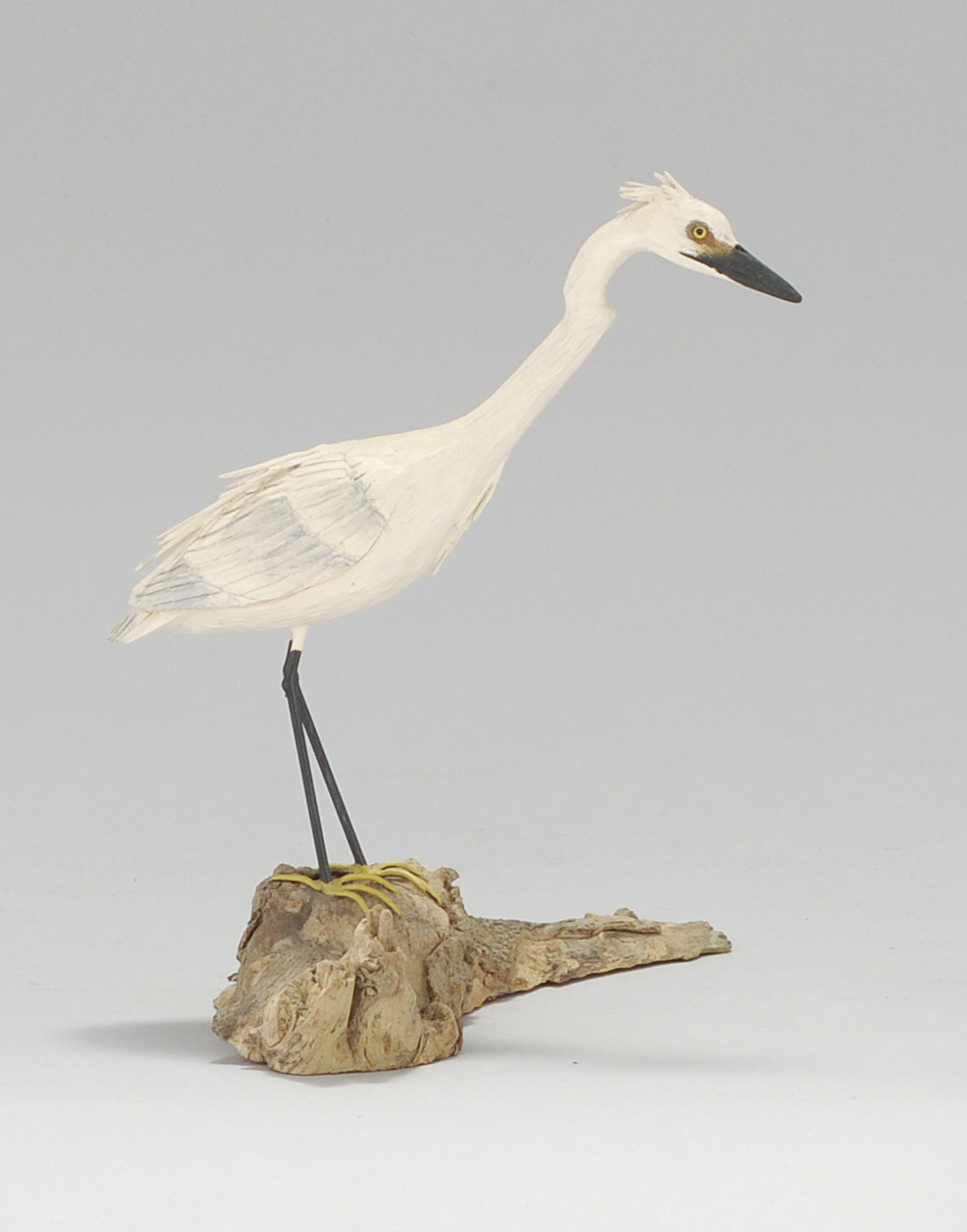 Appraisal: MINIATURE CARVED SNOWY EGRET By Stan Sparre of East Falmouth