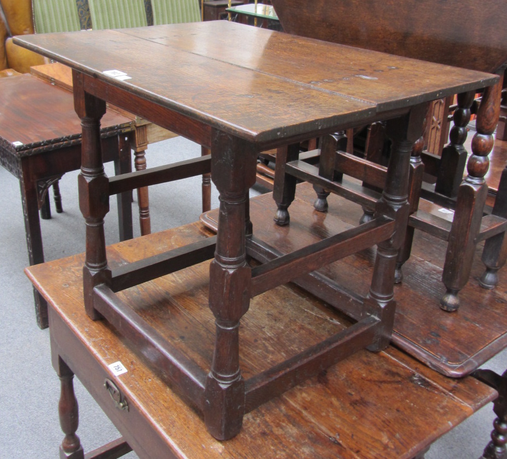 Appraisal: A th century and later oak occasional table on block