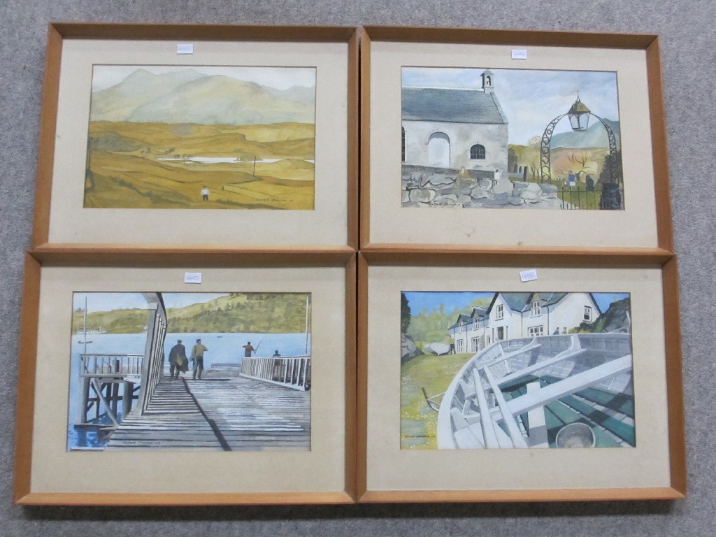 Appraisal: RICHARD DEMARCO Four watercolours of scenes in Argyll all signed