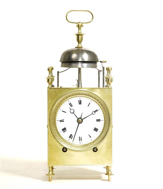 Appraisal: TABLE ALARM CLOCK called CAPUCINE France circa Brass and bronze