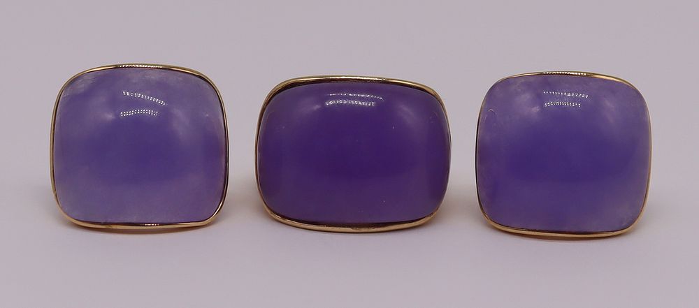 Appraisal: JEWELRY Signed pc kt Gold and Lavender Jade Suite Includes