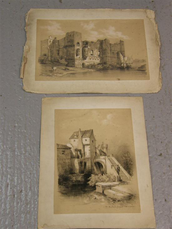 Appraisal: Newark Castle Notts' pencil drawing highlighted with white chalk unsigned