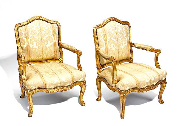 Appraisal: A pair of George III giltwood armchairs in the French