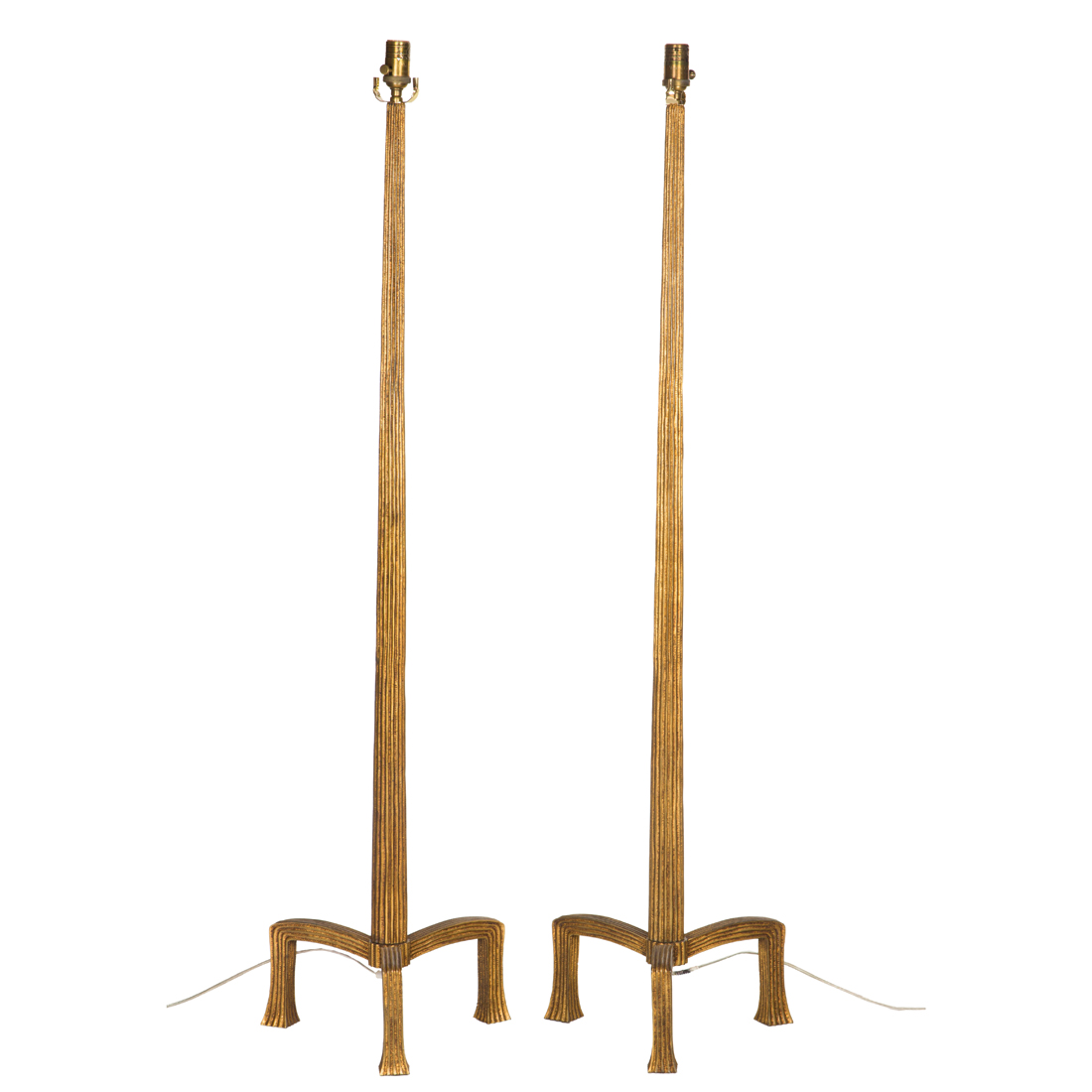 Appraisal: A PAIR OF VISUAL COMFORT GILT IRON STRIE FLOOR LAMPS