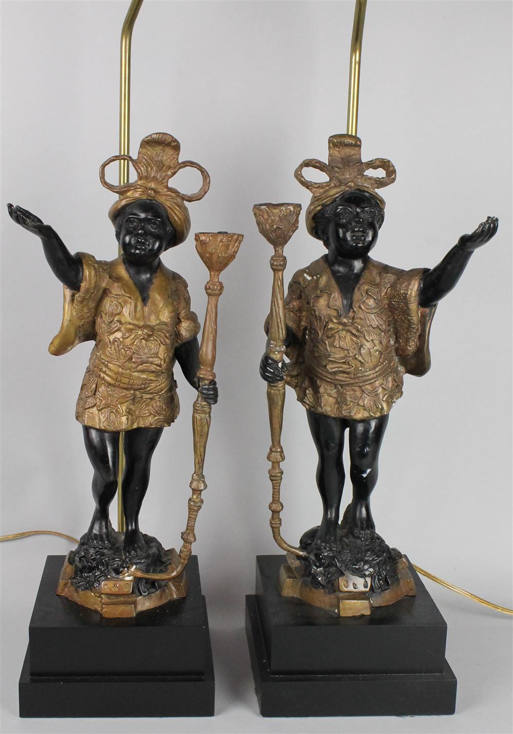 Appraisal: PAIR OF MAITLAND SMITH STYLE BLACKAMOOR LAMPS the turbanned figures