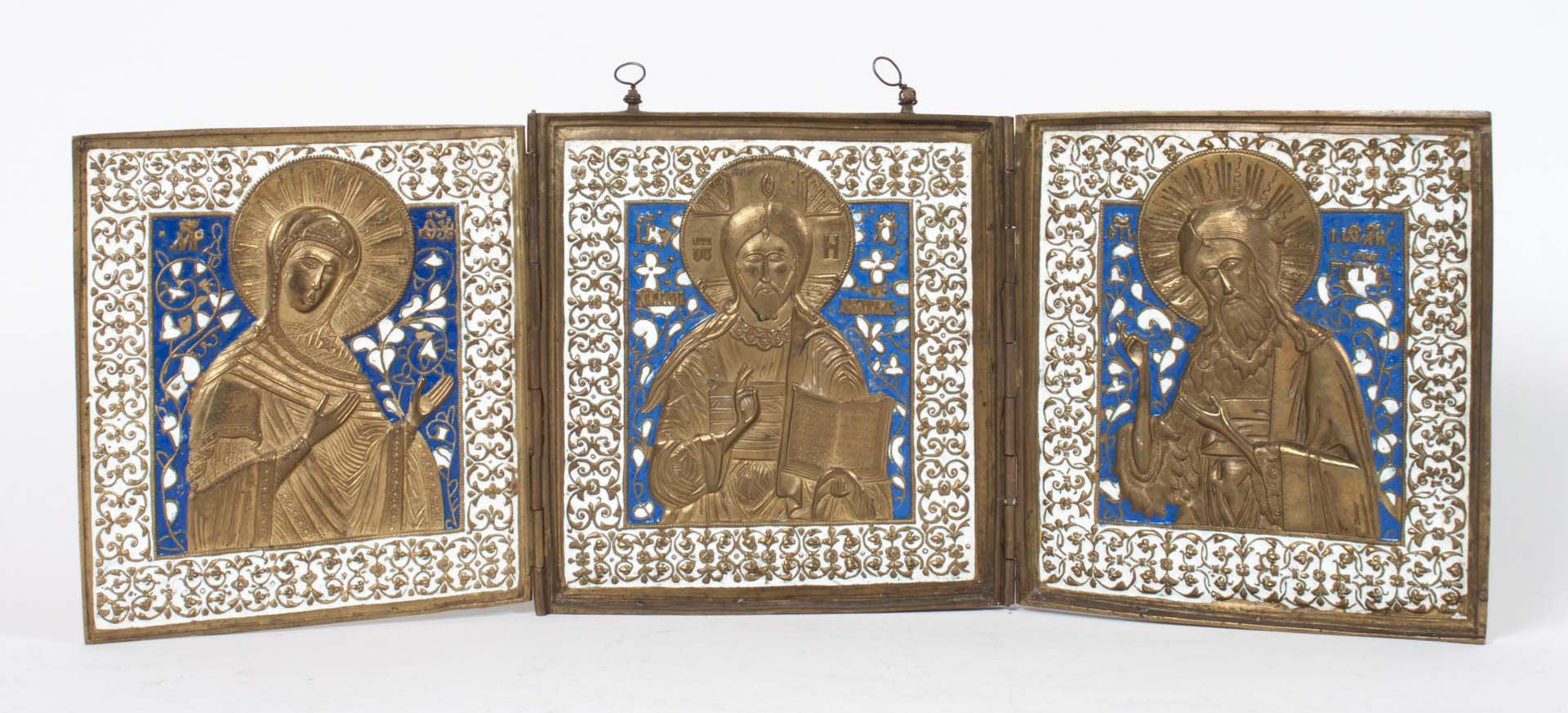 Appraisal: Russian Christian brass devotional triptych th century or possibly earlier