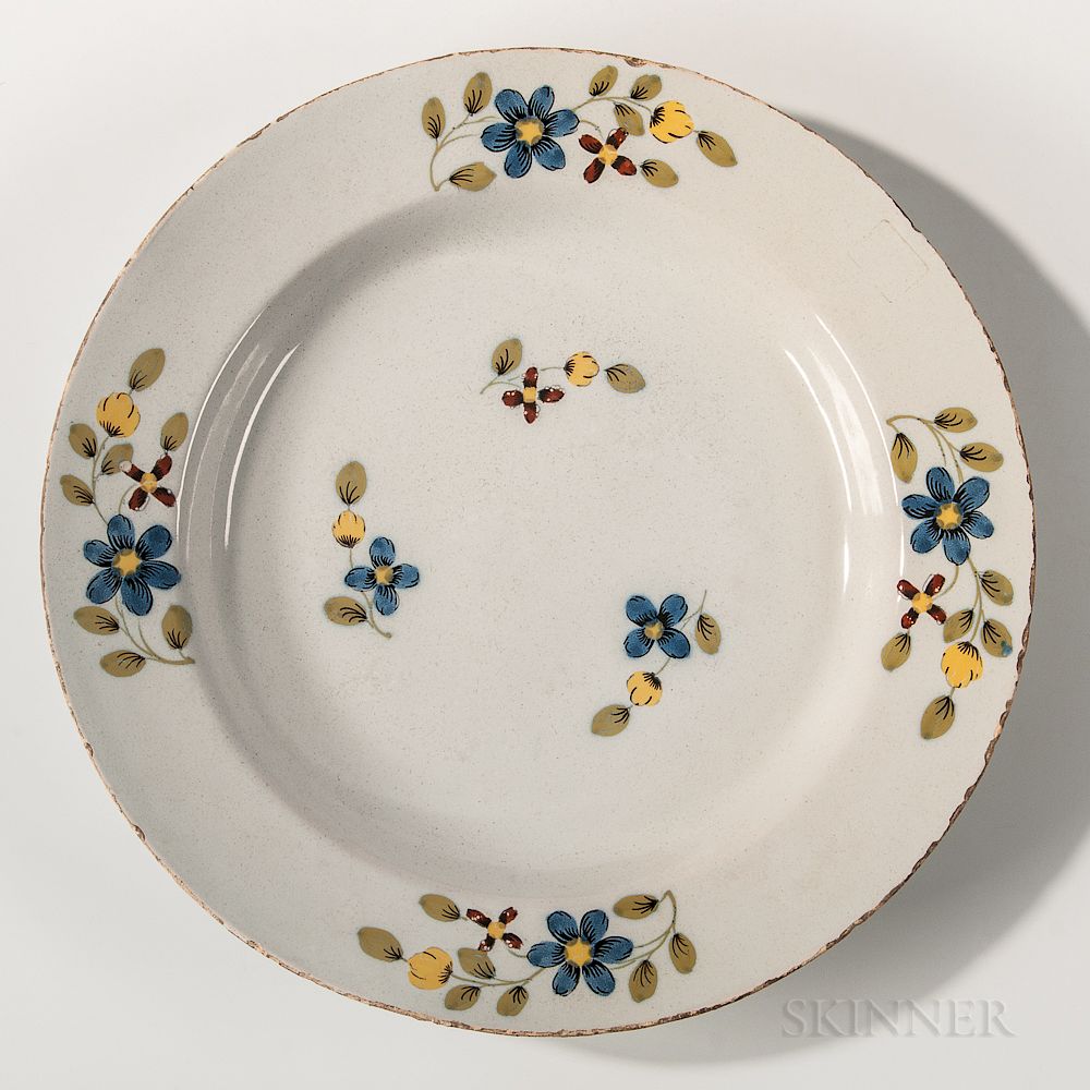 Appraisal: Fazakerley Decorated Tin-glazed Earthenware Charger Fazakerley Decorated Tin-glazed Earthenware Charger