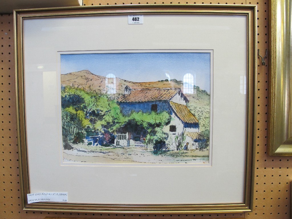 Appraisal: IAN McILHENNY Pen and wash 'Hot day Andalucia Spain' signed