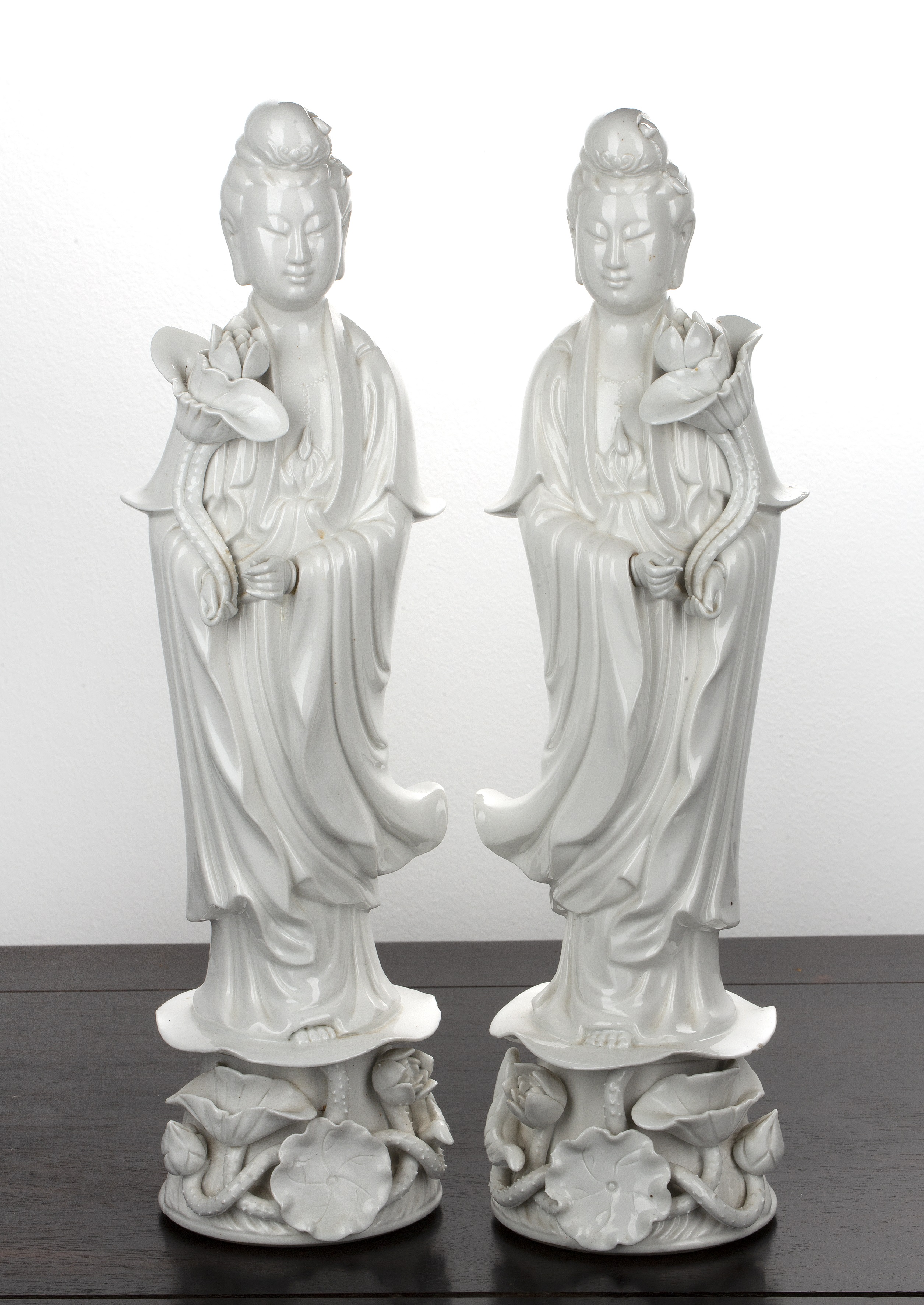 Appraisal: Pair of blanc de chine models of GuanyinChinese th th