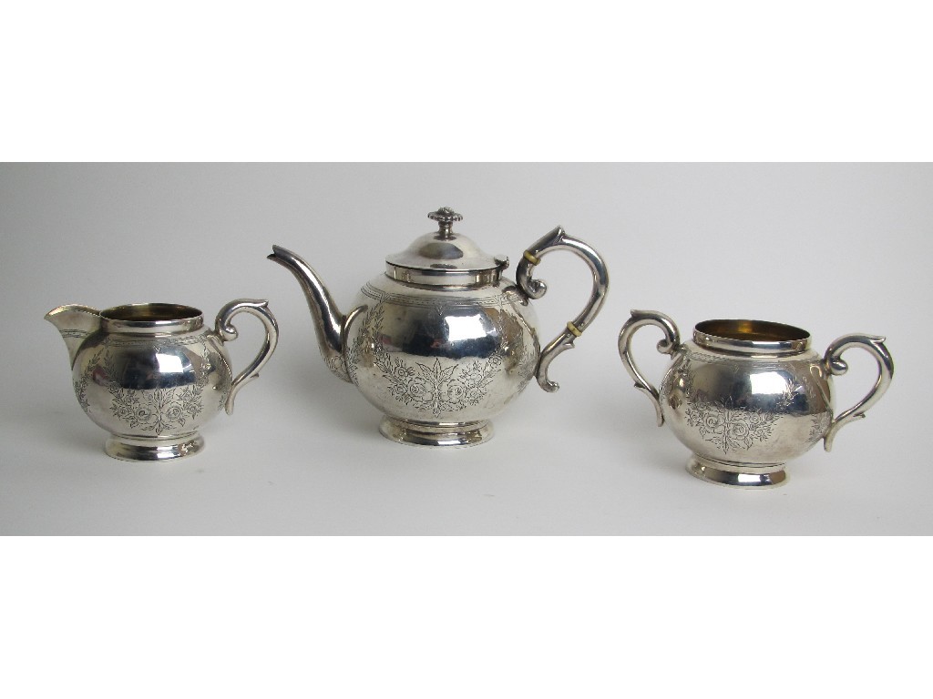 Appraisal: A Calcutta white metal three piece tea service George Nath