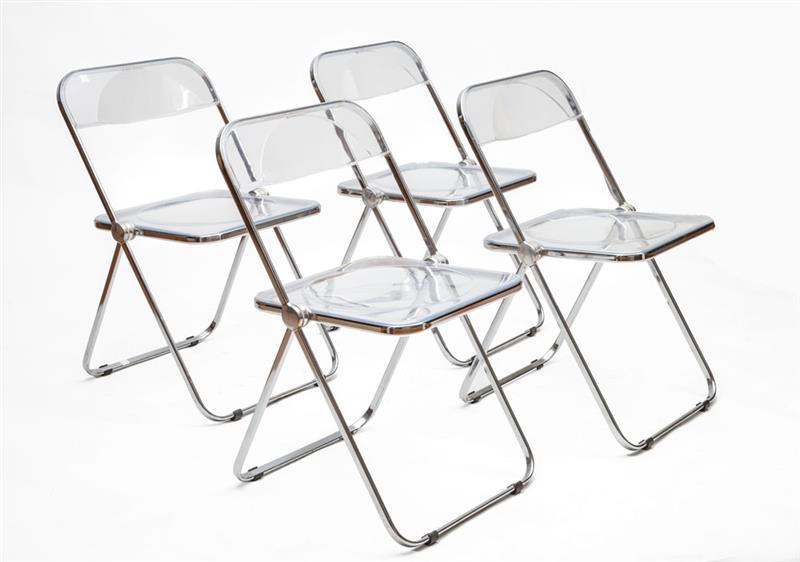 Appraisal: GIANCARLO PIRETTI FOR CASTELLI PILA FOUR FOLDING CHAIRS Chromed metal