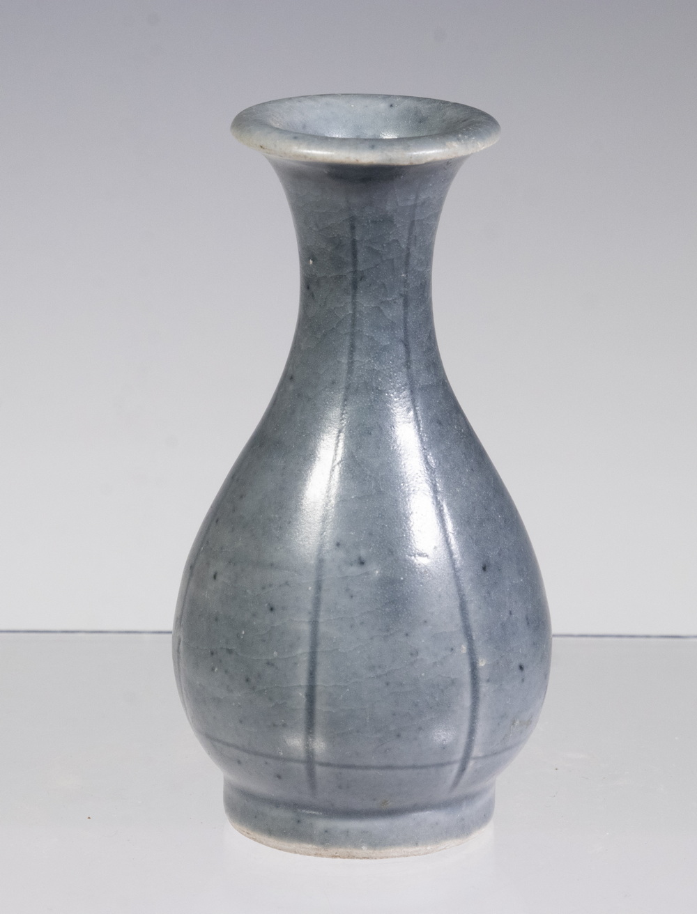 Appraisal: TH C VIETNAMESE MINIATURE BLUE GLAZED VASE Baluster form with