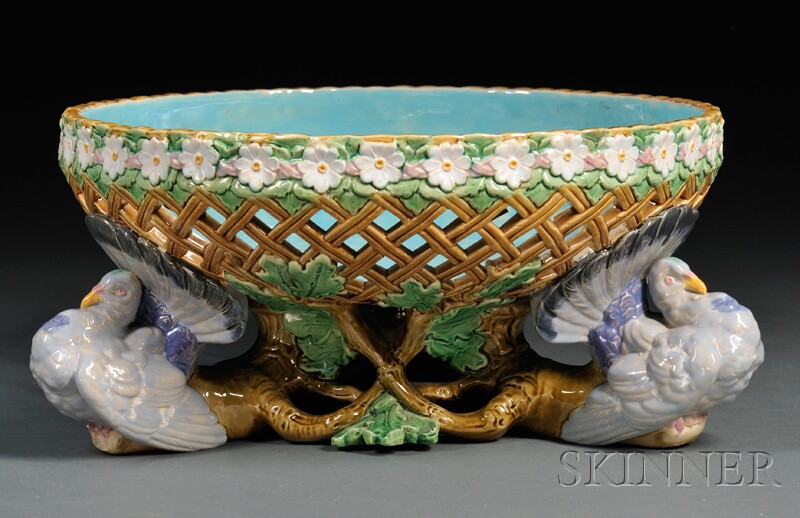 Appraisal: Minton Majolica Centerbowl England date cipher for the circular reticulated