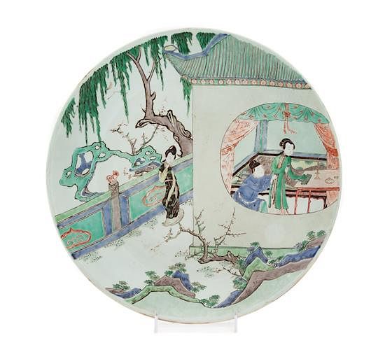 Appraisal: A Large Famille Verte Porcelain Charger Diameter inches A Large