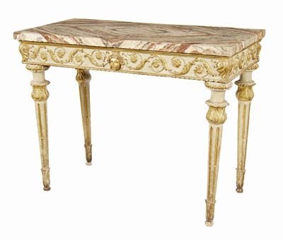 Appraisal: A late th century Italian giltwood and painted console table