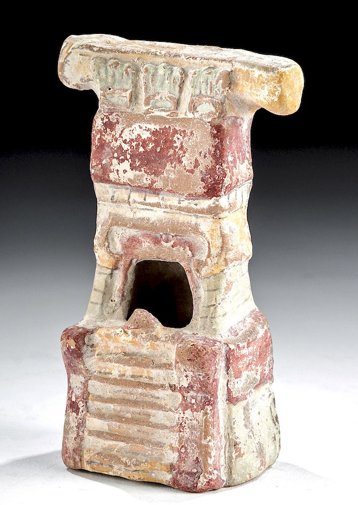 Appraisal: Rare Aztec Polychrome Temple Model Pre-Columbian Mexico City region Aztec