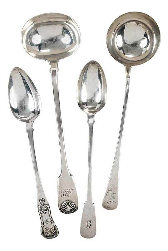 Appraisal: Four English Silver Serving Spoons including two ladles London and