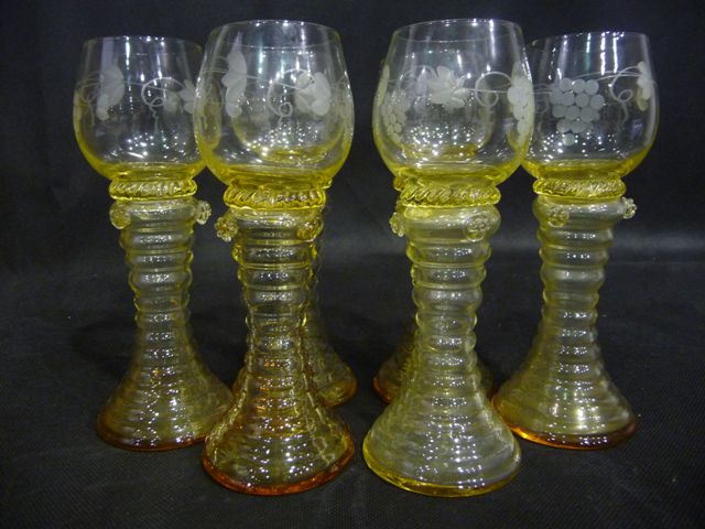 Appraisal: A Set of six Art Deco wine goblets tinted yellow