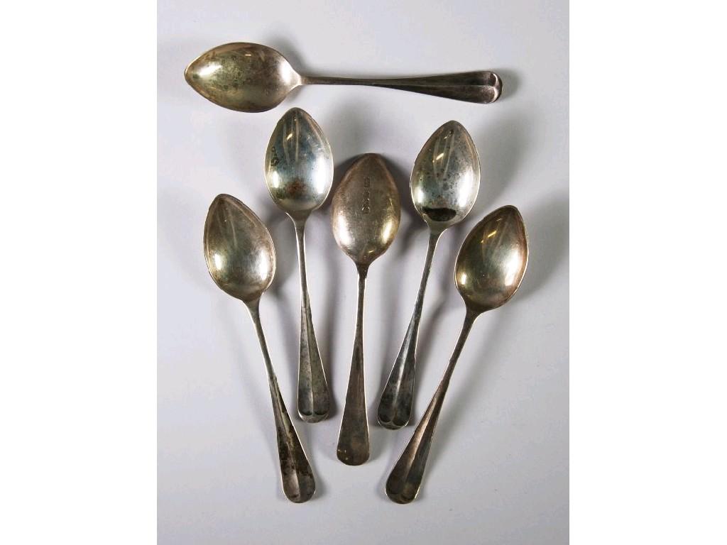 Appraisal: SET OF SIX GEORGE V SILVER COFFEE SPOONS Sheffield oz