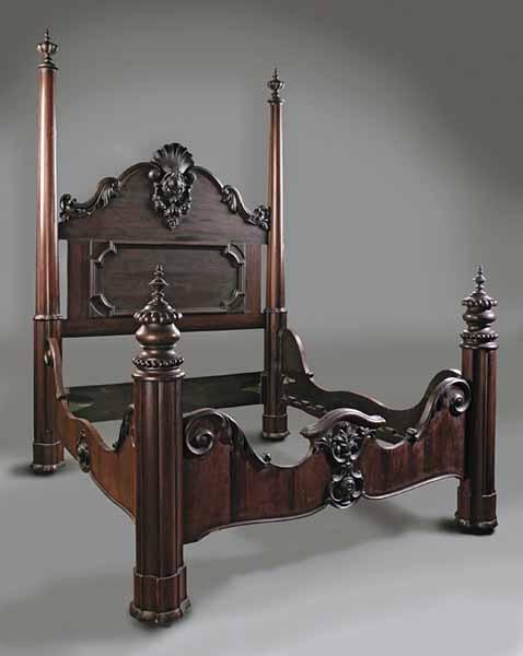 Appraisal: An American Rococo Carved Rosewood Bedstead mid- th c stamped