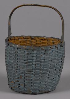 Appraisal: New England painted splint gathering basket th c with a