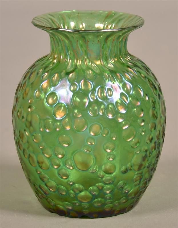 Appraisal: Unsigned Loetz Diaspora Vase Unsigned Loetz Diaspora Vase Green iridescent