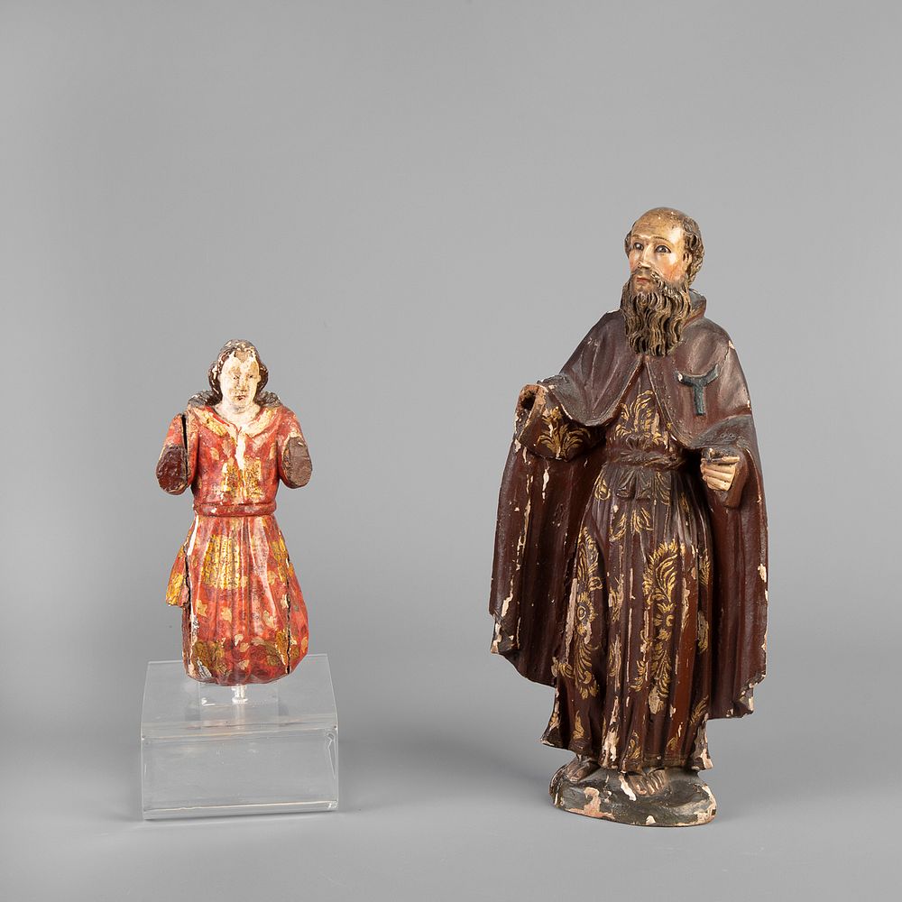 Appraisal: Spanish Colonial Two Saint Figures th Century Spanish Colonial Two