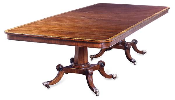 Appraisal: A Regency style mahogany dining table The crossbanded rectangular top