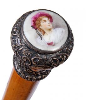 Appraisal: Victorian Dress Cane- Ca - A beautiful ornate silver handle