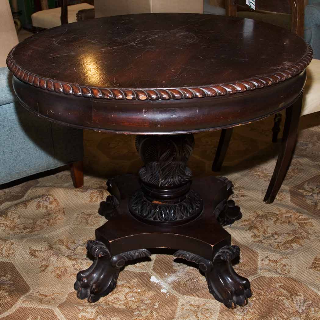 Appraisal: Classical Style Mahogany Center Table Height inches diameter inches