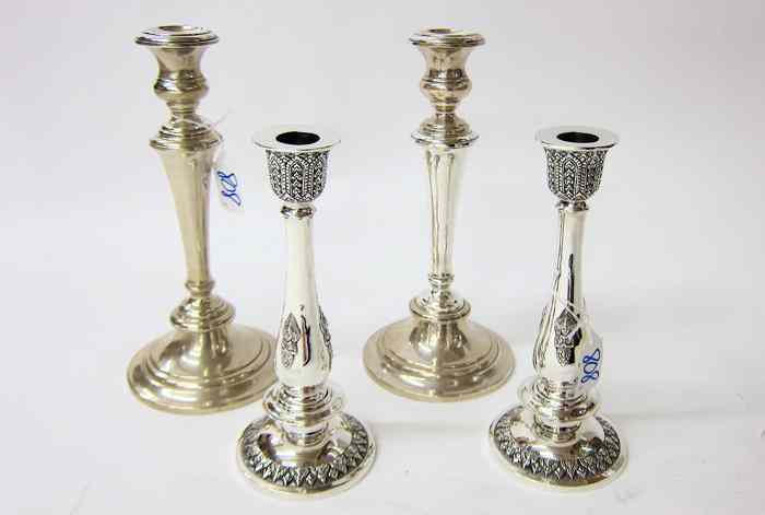 Appraisal: TWO PAIR STERLING SILVER CANDLESTICKS American pair by Gorham ''D