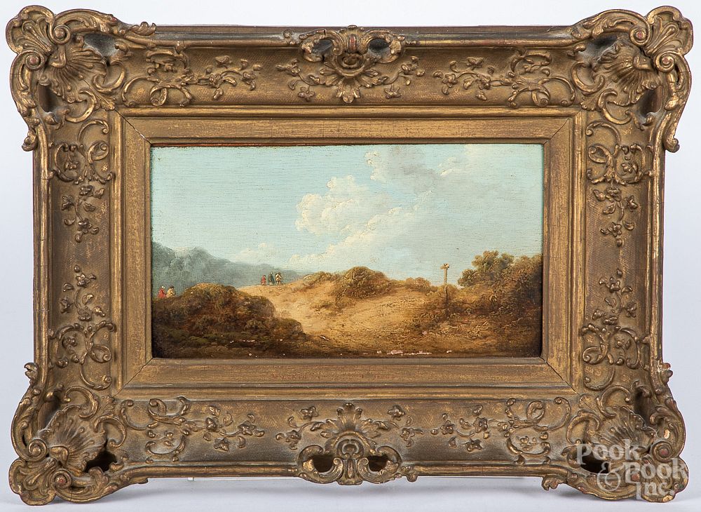 Appraisal: George Morland oil on panel landscape George Morland British -