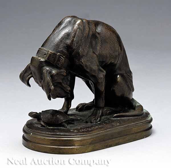 Appraisal: A Fine French Patinated Bronze Group of Le Chien a