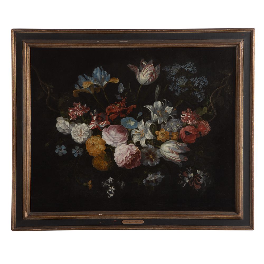 Appraisal: Attb Daniel Seghers Still Life with Flowers oil Flemish -